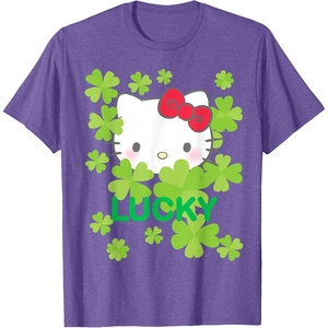 image:imageHello Kitty Lucky Clover St Patricks Day Tee Shirt TShirtPurple Heather