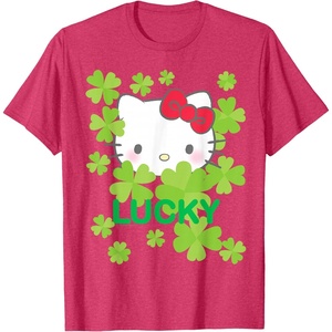 image:imageHello Kitty Lucky Clover St Patricks Day Tee Shirt TShirtRed Heather