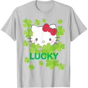 image:imageHello Kitty Lucky Clover St Patricks Day Tee Shirt TShirtSilver Grey