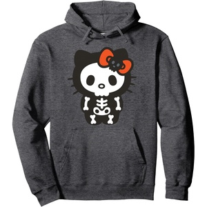 image:imageHello Kitty Skeleton Halloween Hoodie Pullover HoodieDark Heather Grey