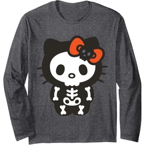 image:imageHello Kitty Skeleton Halloween Long Sleeve Shirt Long Sleeve TShirtDark Heather Grey