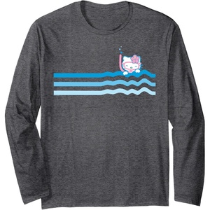 image:imageHello Kitty Swim Snorkle Summer Stripe Long Sleeve TShirtDark Heather Grey