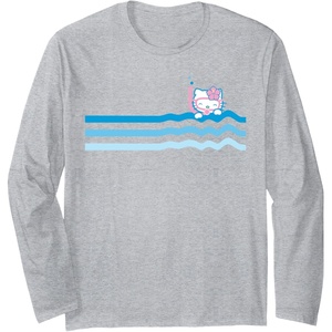 image:imageHello Kitty Swim Snorkle Summer Stripe Long Sleeve TShirtHeather Grey