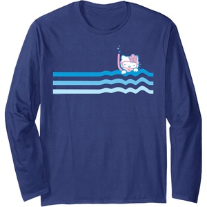 image:imageHello Kitty Swim Snorkle Summer Stripe Long Sleeve TShirtNavy Blue