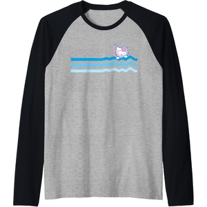 image:imageHello Kitty Swim Snorkle Summer Stripe Raglan Baseball TeeBlackAthletic Heather