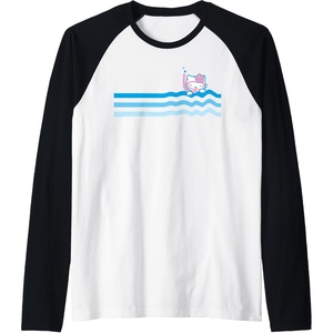 image:imageHello Kitty Swim Snorkle Summer Stripe Raglan Baseball TeeBlackWhite