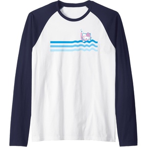 image:imageHello Kitty Swim Snorkle Summer Stripe Raglan Baseball TeeNavy BlueWhite