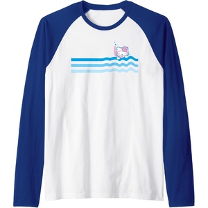 image:imageHello Kitty Swim Snorkle Summer Stripe Raglan Baseball TeeRoyal BlueWhite