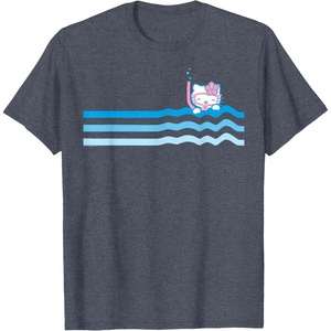 image:imageHello Kitty Swim Snorkle Summer Stripe TShirtHeather Blue