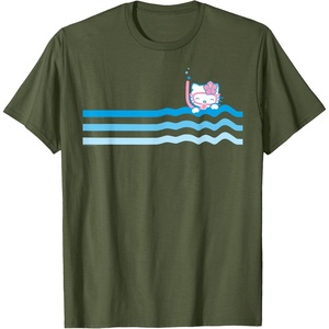 image:imageHello Kitty Swim Snorkle Summer Stripe TShirtOlive Green