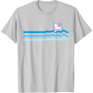image:imageHello Kitty Swim Snorkle Summer Stripe TShirtSilver Grey