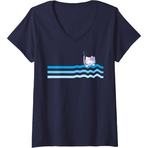 image:imageHello Kitty Swim Snorkle Summer Stripe VNeck TShirtNavy Blue