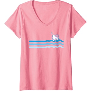 image:imageHello Kitty Swim Snorkle Summer Stripe VNeck TShirtPink