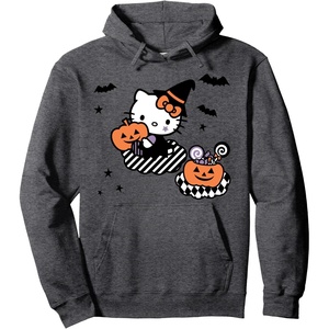 image:imageHello Kitty Trick or Treat Halloween Hoodie Pullover HoodieDark Heather Grey