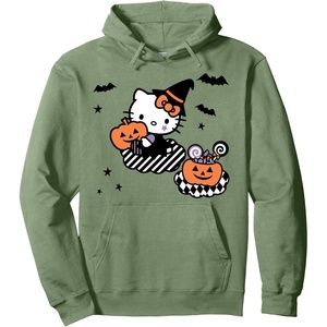 image:imageHello Kitty Trick or Treat Halloween Hoodie Pullover HoodieSage Green