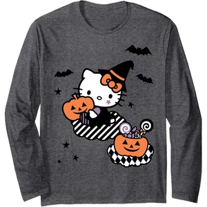 image:imageHello Kitty Trick or Treat Halloween Long Sleeve Shirt Long Sleeve TShirtDark Heather Grey