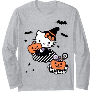 image:imageHello Kitty Trick or Treat Halloween Long Sleeve Shirt Long Sleeve TShirtHeather Grey