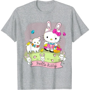 image:imageHello Kitty and Friends Easter Scene Tee Shirt TShirtHeather Grey