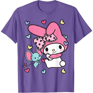 image:imageMy Melody and Friend Sweet Hearts Tee Shirt TShirtPurple Heather