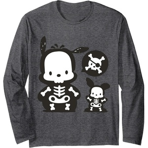 image:imagePochacco Skeleton Halloween Long Sleeve Shirt Long Sleeve TShirtDark Heather Grey