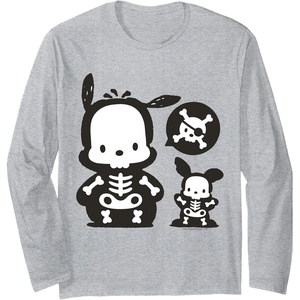 image:imagePochacco Skeleton Halloween Long Sleeve Shirt Long Sleeve TShirtHeather Grey