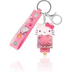 image:imageSALLY ROSE Hello Kitty Liquid Keychain  Sanrio Bag Charms with Wrist Strap for Backpacks amp Purses Official LicenseHello Kitty Pink Popsicle