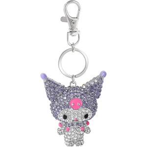 image:imageSALLY ROSE Pave Crystal Hello Kitty and Friends Bag Charm with Lobster Clip Official License Cute Keychains Sanrio GiftsKuromi Purple