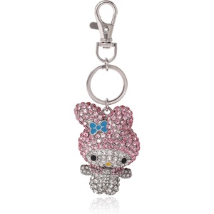 image:imageSALLY ROSE Pave Crystal Hello Kitty and Friends Bag Charm with Lobster Clip Official License Cute Keychains Sanrio GiftsMy Melody Pink