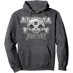 image:imageSkull and Crossbones Rage Hoodie Pullover HoodieDark Heather Grey