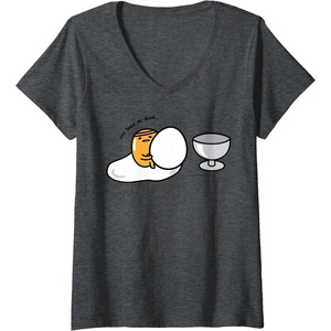image:imageWomens Gudetama Too Lazy to Dunk Basketball VNeck TShirtDark Heather Grey