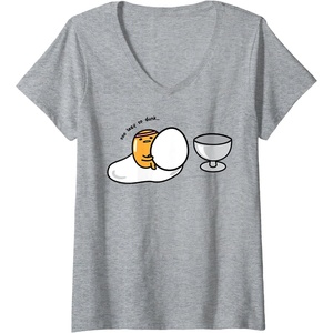 image:imageWomens Gudetama Too Lazy to Dunk Basketball VNeck TShirtHeather Grey