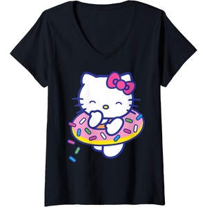 image:imageWomens Hello Kitty Donut Sprinkles Floaty Summer Swimming VNeck TShirtBlack