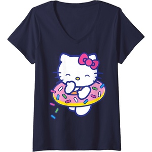 image:imageWomens Hello Kitty Donut Sprinkles Floaty Summer Swimming VNeck TShirtNavy Blue