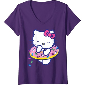 image:imageWomens Hello Kitty Donut Sprinkles Floaty Summer Swimming VNeck TShirtPurple