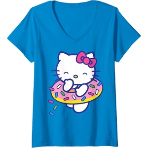 image:imageWomens Hello Kitty Donut Sprinkles Floaty Summer Swimming VNeck TShirtSapphire Blue