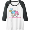 image:imageLittle Twin Stars Its My Birthday Raglan Baseball TeeDark Heather GreyWhite