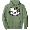 image:imageHello Kitty Black and White Nerd Glasses Pullover HoodieSage Green