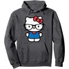 image:imageHello Kitty Distressed Nerd Glasses Pullover HoodieDark Heather Grey