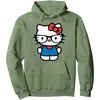 image:imageHello Kitty Distressed Nerd Glasses Pullover HoodieSage Green