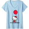 image:imageWomens Hello Kitty Its My Birthday VNeck TShirt SmallBaby Blue