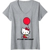 image:imageWomens Hello Kitty Its My Birthday VNeck TShirt SmallHeather Grey