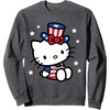 image:imagehello Kitty Sitting Americana July 4th Sweatshirt SweatshirtDark Heather Grey