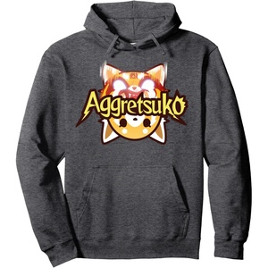 image:imageAggretsuko Dual Personalities Logo Hoodie Pullover HoodieDark Heather Grey