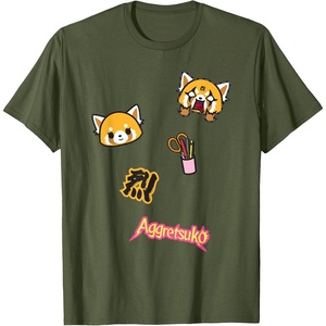 image:imageAggretsuko Rage Patches Tee Shirt TShirtOlive Green