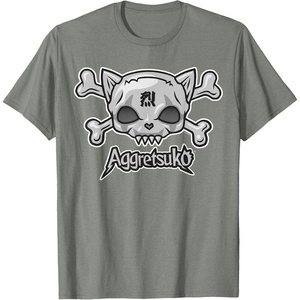 image:imageAggretsuko Skull and Crossbones Tee Shirt TShirtOlive Heather