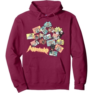 image:imageAggretsuko and Friends Collage Hoodie Pullover HoodieBurgundy