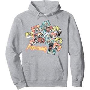 image:imageAggretsuko and Friends Collage Hoodie Pullover HoodieHeather Grey
