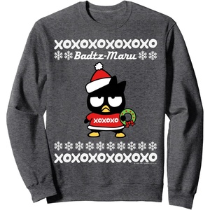 image:imageBad Badtz  Maru Ugly Christmas Sweater SweatshirtDark Heather Grey