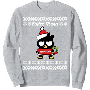 image:imageBad Badtz  Maru Ugly Christmas Sweater SweatshirtHeather Grey