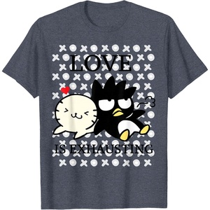 image:imageBadtz  Maru Love is Exhausting Valentine Shirt TShirtHeather Blue
